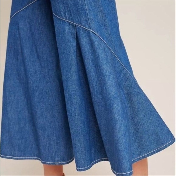 Anthropologie Pilcro Ruffled Hem High Rise Ultra Wide Leg Flare Crop Jeans - Picture 13 of 16
